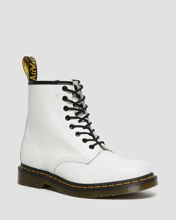 White Men's Dr Martens 1460 Smooth Leather Lace Up Boots | CA 535BEX